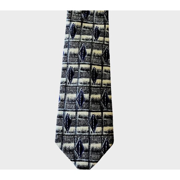 RARE Vintage Robert Talbot for R. Butler Co. Silk Tie Geometric Gold Black Blue - Picture 1 of 7